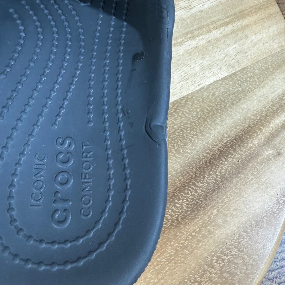 Crocs Slides Mens 8 Black Rubber Classic Slide Sandals 206121 Slip On Comfort